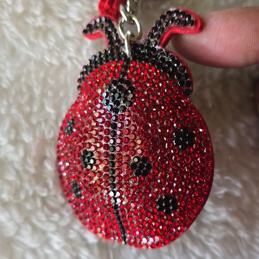 Red Rhinestone Ladybug Keychain - Picture 1 of 5